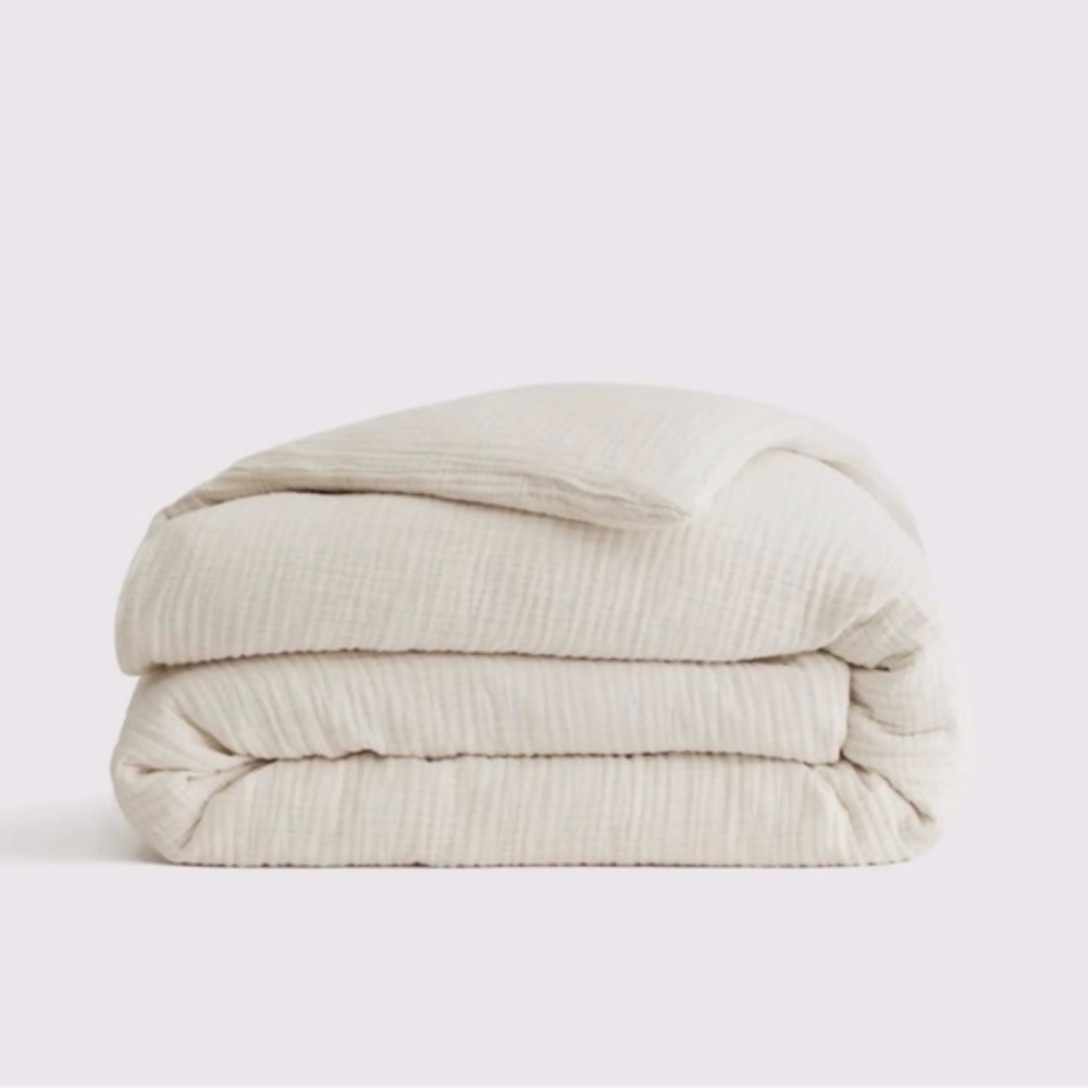 NWT Quince Organic Luxe Waffle Honeycomb Twin Duvet Cover in Undyed